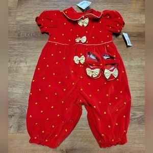 Vintage! NWT 6-9 one piece outfit with shoes.